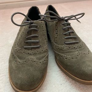 Olive Green Suede Oxfords
